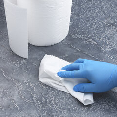 Preview: 6x Papierputztuchrolle 2-lagig geprägt weiß Ø18cm 19cm x 100m 400 Blatt FSC-Mix