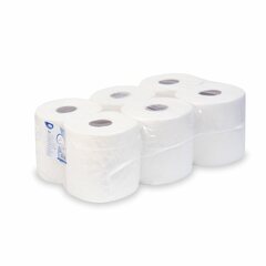 Preview: 6x Putztuchrolle perforiert 100% Zellstoff 2-lagig Ø 19 x 19cm x 100m weiß