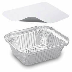 10x Alu-Servierschale Aluschale eckig  470ml inklusive Deckel