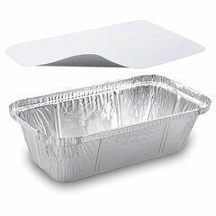 Alu-Servierschalen Menüschale inkl Deckel 690ml 201x109x49mm 