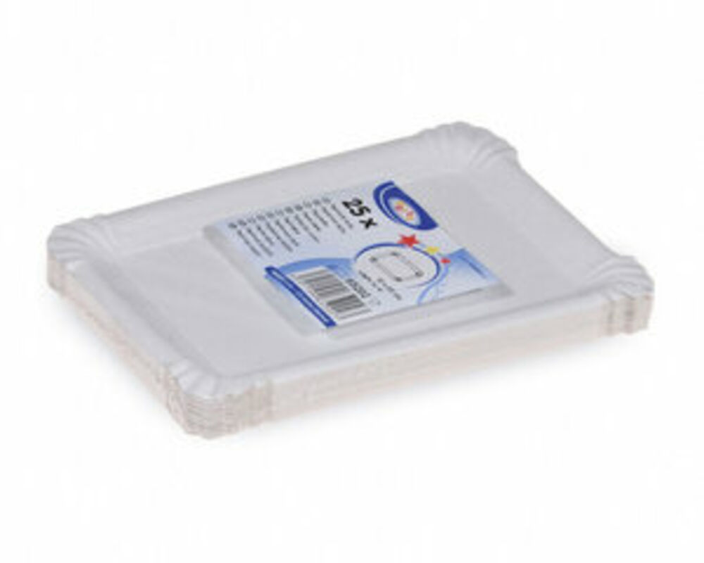 Preview: Einweg Pappteller Kuchenteller Imbissteller Teller rechteckig Recycling weiß Auswahl 7 Größen