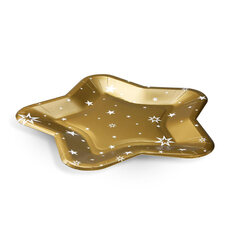 6x Pappteller Sternform Gold Ø25 cm - FSC Einwegteller für Weihnachten