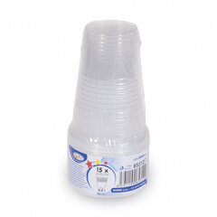 Preview: 15x Trinkbecher transparent klar mit Eichstrich 0,2 l 200 ml PP 