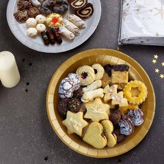 Preview: 10x Pappteller Gold Ø23 cm - FSC Einwegteller für Party Geburtstag Hochzeit