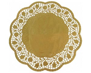 4x Deko-Tortenspitzen rund gold Ø 32 cm