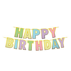 1x Papiergirlanden Geburtstag HAPPY BIRTHDAY bunt 16 x 20 cm Buchstaben + 5m Band