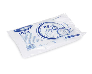 Preview: 100x Einweghandschuhe aus HDPE gehämmert universal passend (L)