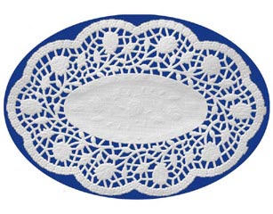 10000x Deko-Spitzen oval Mokkadeckchen weiß 18 x 13 cm