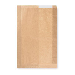 10000x Papierfaltenbeutel Papiertüten mit Fenster braun 22+5 x 34cm Brotlaib