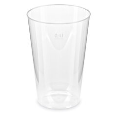 50x Trinkglas Trinkbecher Plastikbecher glasklar mit Eichstrich bei 400ml