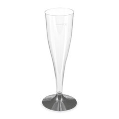 100x Einweg-Sektglas Champagnerglas glasklar mit schwarzem Fuß 100ml PS