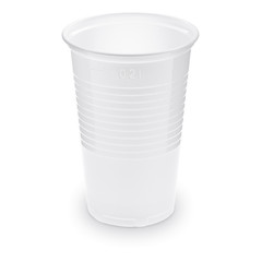 Trinkbecher weiß 200 ml Eichstrich bei 0,2 L PP Ø 70 mm 