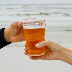 Preview: 100x Trinkbecher transparent klar mit Eichstrich 0,4l PP