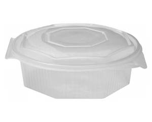 Achteckbecher klar mit angehängtem Deckel 1500 ml (PP) 