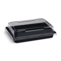 5000x Sushi Schalen schwarz Set mit Deckel transparent PET 171 x 123 x 43 mm