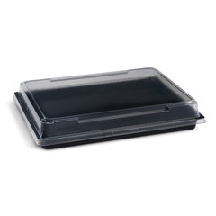 2000x Sushi Schalen schwarz Set mit Deckel transparent PET 262 x 195 x 43 mm