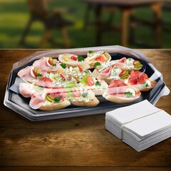 Preview: 100x Catering-Platte rPET oval schwarz 35 x 24,7 cm