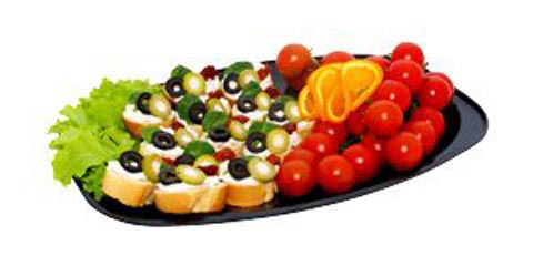 Preview: 100x Servierteller Party-Platte oval weiß  35 x 24,7 Größe M