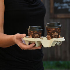 Preview: Getränkehalter Tragetablett Becherhalter 2 Becher Coffee to Go 19x11cm 