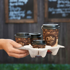 Preview: Getränkehalter Tragetablett Becherhalter 4 Becher Coffee to Go 22x22cm 