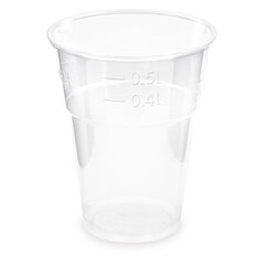 BIO Trinkbecher klar 500 ml 0,5 l Eichstrich Biokunststoff PLA ø 102mm 