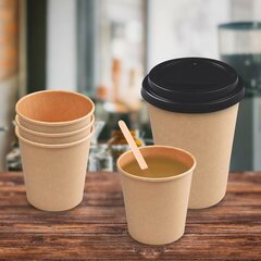 Preview: 50x Heiß- und Kaltgetränkebecher Pappbecher braun 150ml 200ml 'S' Ø 73mm