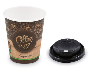 Kaffeebecher M 'Cappuccino To Go' mit Trinkdeckel schwarz 200 ml 280 ml 