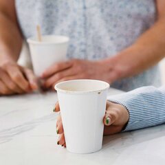 Preview: Heiß- und Kaltgetränkebecher Pappbecher FSC Mix/PE weiß 200ml Eichstrich Ø 70mm 