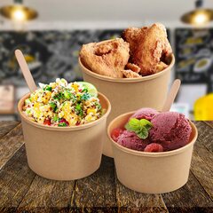 Preview: Papierbecher Feinkostbecher Eisbecher rund braun 500 ml Ø 11,5 cm 