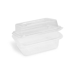 800x Rechteckbecher klar mit Deckel 750 + 400 ml (rPET)