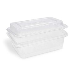 50x Rechteckbecher klar mit Deckel 1500 + 450 ml (rPET)