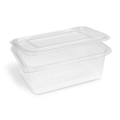 800x Rechteckbecher klar mit Deckel 1000 ml (rPET)