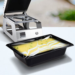 Preview: 100x Siegelschalen Menüschalen ungeteilt 17,8 x 12,7 x 5 cm schwarz 600ml