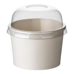 100x Eisbecher aus Papier weiß Ø90mm 250 ml mit Domeckel aus PET