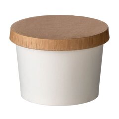 50x Eisbecher aus Papier weiß Ø90mm 250 ml mit braunem Deckel