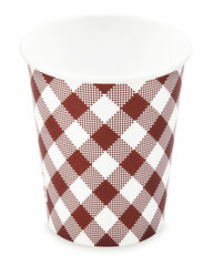 10x Heiß- und Kaltgetränkebecher Pappbecher Karo 200ml 280ml Ø 80mm