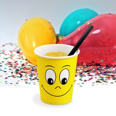 Preview: 10x Heiß- und Kaltgetränkebecher Pappbecher 'Smiling face' 200ml 280ml