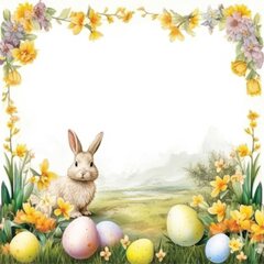 20x Osterservietten 3-lagig 33 x 33 cm Motiv Hase mit Blumen und Ostereier