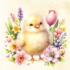 20x Osterservietten 3-lagig 33 x 33 cm Motiv Kücken mit Blumen