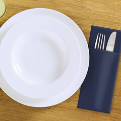 Preview: Servietten Bestecktaschen Premium 40x 32cm Airlaid dunkelblau 