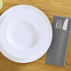 Preview: 50x Servietten Bestecktaschen Premium 32 x 40 cm Airlaid grau