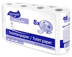 8 Rollen Toilettenpapier 3-lagig Harmony Professional 250 Blatt FSC®-zertifiziert