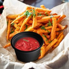 Preview: Dressingbecher Feinkostbecher Dipbecher schwarz PP 30 50 80 ml Auswahl Deckel