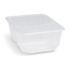 250x Rechteckschalen 2-geteilt 186x133mm 1000ml PP klar für heiße Speisen