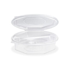 25x Menüschalen achteckig Achteckbecher klar mit Deckel 2-geteilt PP