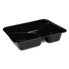 50x Siegelschalen Menüschalen 3-geteilt 22,7 x 17,8 x 4 cm schwarz 980ml 