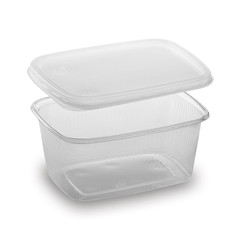 250x Rechteckbecher klar 250 ml mit Deckel PP tiefkühl- microwellengeeignet