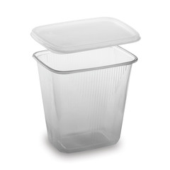 250x Rechteckbecher klar 500 ml mit Deckel PP tiefkühl- microwellengeeignet