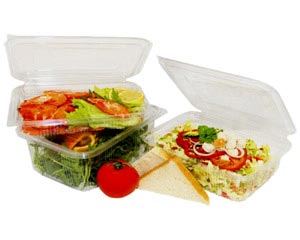 Preview: Rechteckbecher klar mit Deckel 250 ml (PET) 