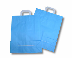 1000x Papiertragetaschen aus Kraftpapier 220+100x280mm hellblau